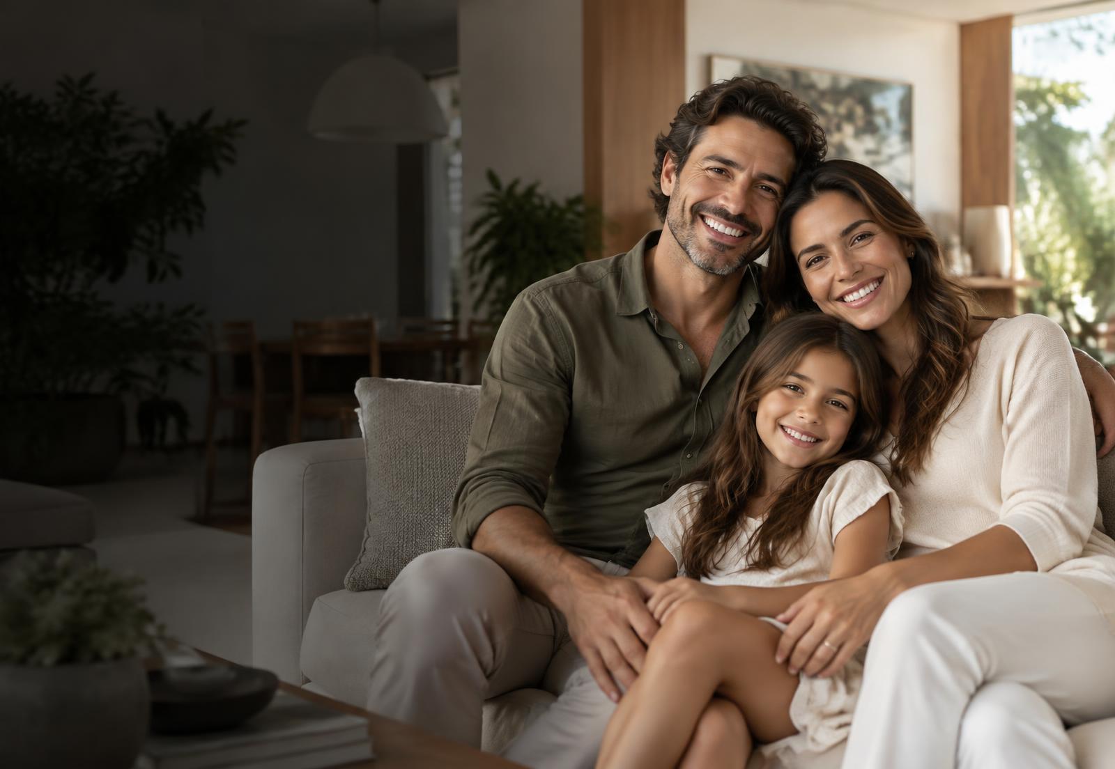 Família em ambiente sofisticado
